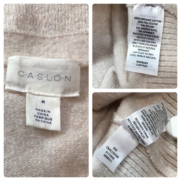 CASLON - Organic Cotton Blend Buttoned Cardigan Sweater in Oatmeal Color - M - Picture 15 of 16